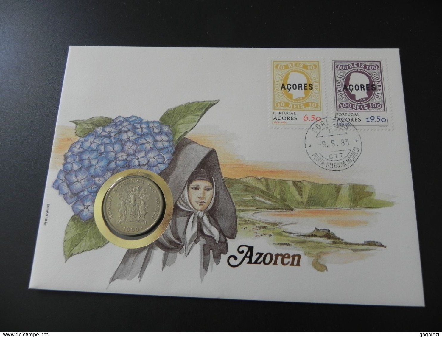 Tutti le monete: Münzbrief Açores 25 Escudos 1980 – Usato da Biel/Bienne venduto da Gogolozi