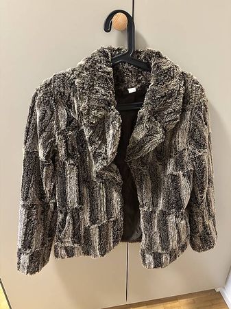 Teddyfell Jacke grau beige meliert Grösse M /L