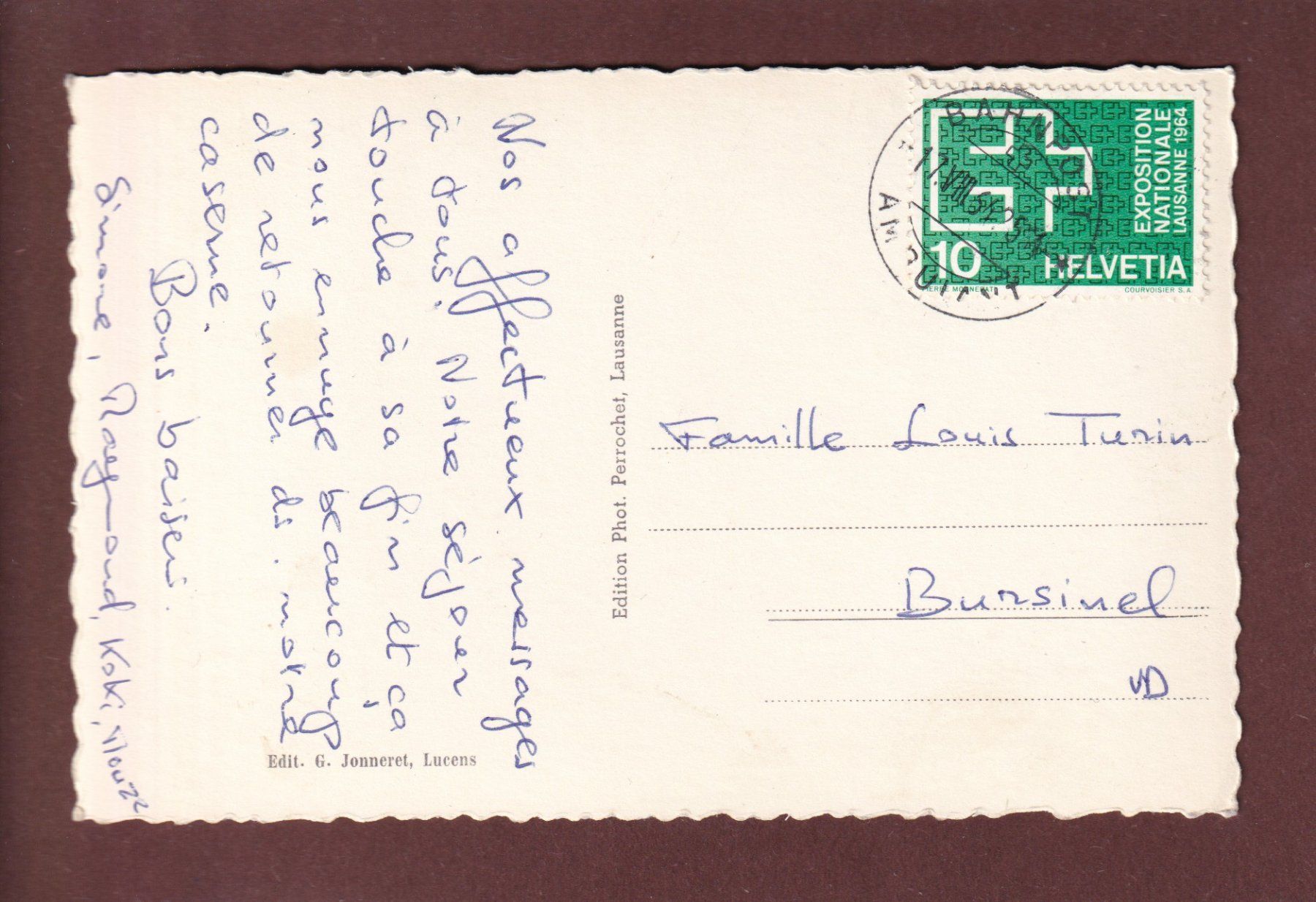Cartoline postali: LUCENS vu d'avion - 1964 – Usato da Pully venduto da nicecards 1