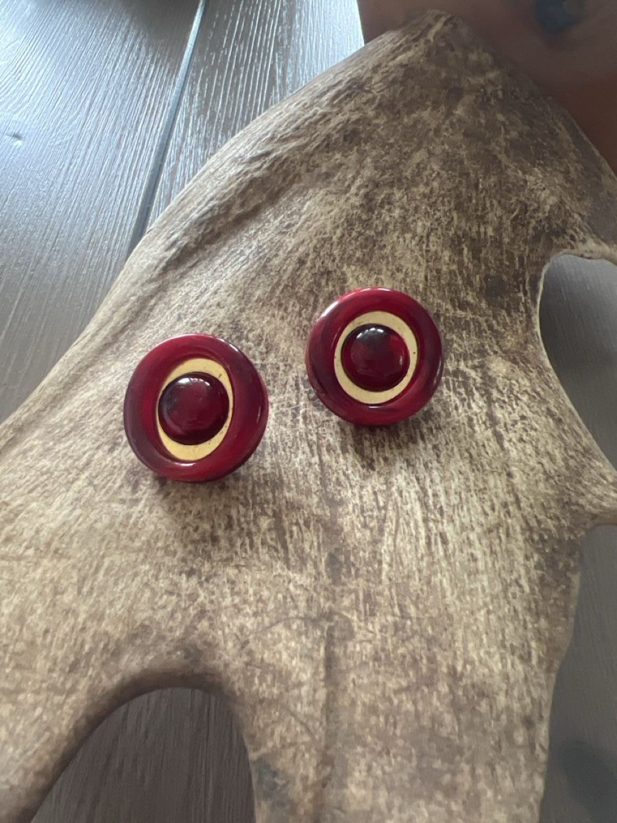 Orecchini pendenti & Orecchini a lobo: Vintage Clipohrringe, rot-goldfarben – Usato da Seon venduto da Sunny-Schmuck78