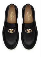 Valentino Garavani Black Leather Loafers Size 41.5 - New