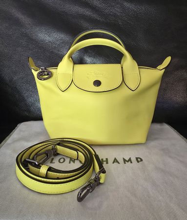 Longchamp Tasche Le Pliage XS Xtra Line aus Leder in gelb