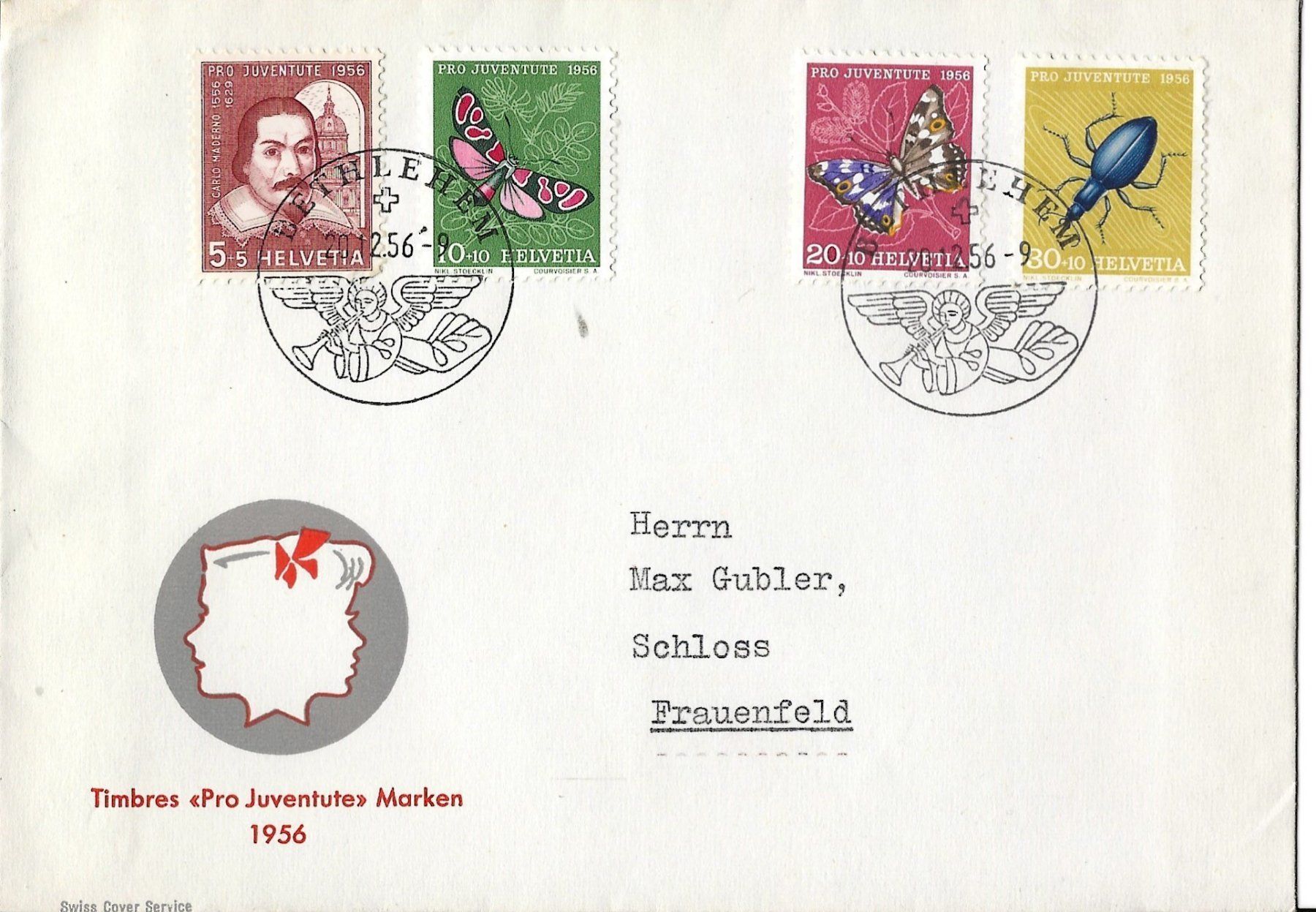 Tutti i francobolli: Pro Juventute 1956, Sonderbrief, Bethlehem-Stempel – Usato da Frauenfeld venduto da Merk52