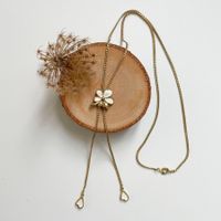 Halskette feine Blümchen weiss gold emailliert VINTAGE 1980s