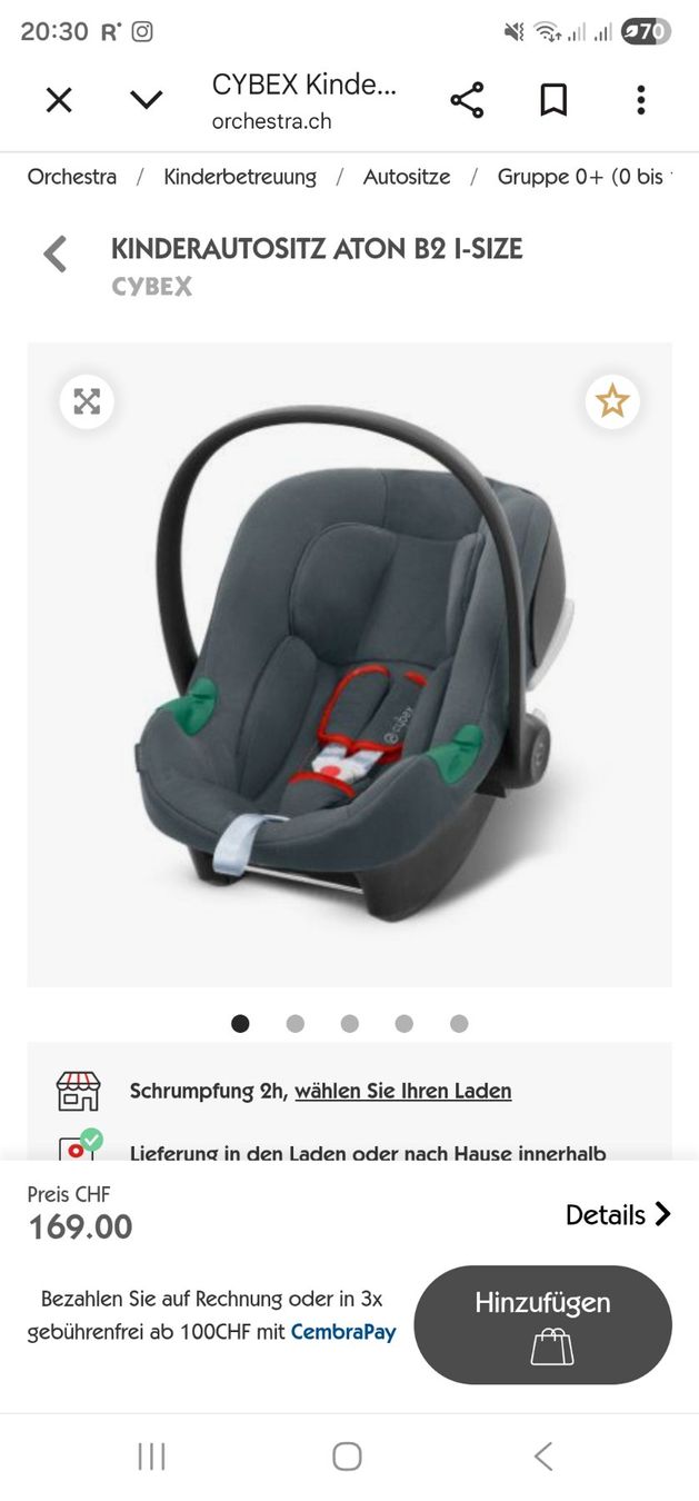 Cybex Seggiolini per auto: Siège auto Cybex Aton B2 i-Size parfait état – Usato da Sornetan venduto da T.a333
