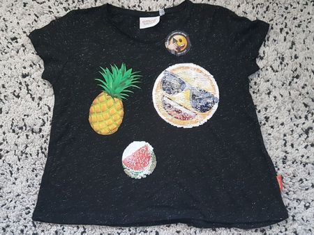 T-shirt paillette en noir 158/164 NEUF