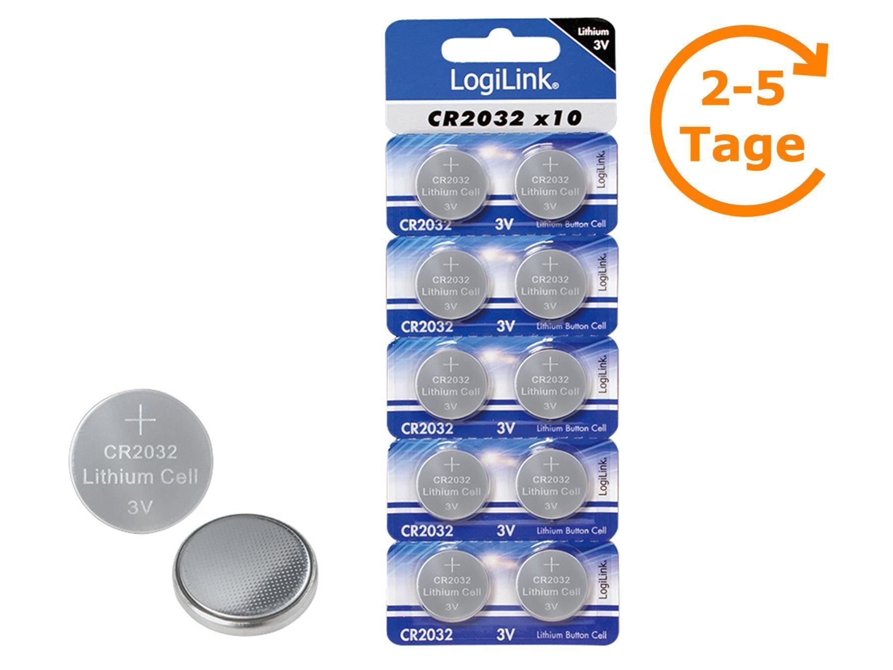 Caricatori & Batterie: Knopfzellen 10er-Pack, CR2032 LogiLink – Nuovo e nell'imballaggio originale da St. Gallen venduto da cointec