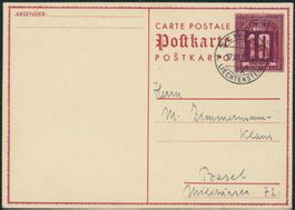 FL - Ganzsache - 1937 - Postkarte - Schaan