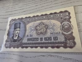 Banknote Rumänien 25 Lei 1952 Tudor Vladimirescu echt