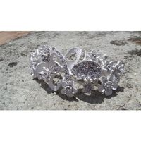 Strass Haarspange, weiss matt, 8,00cm,  Metall,