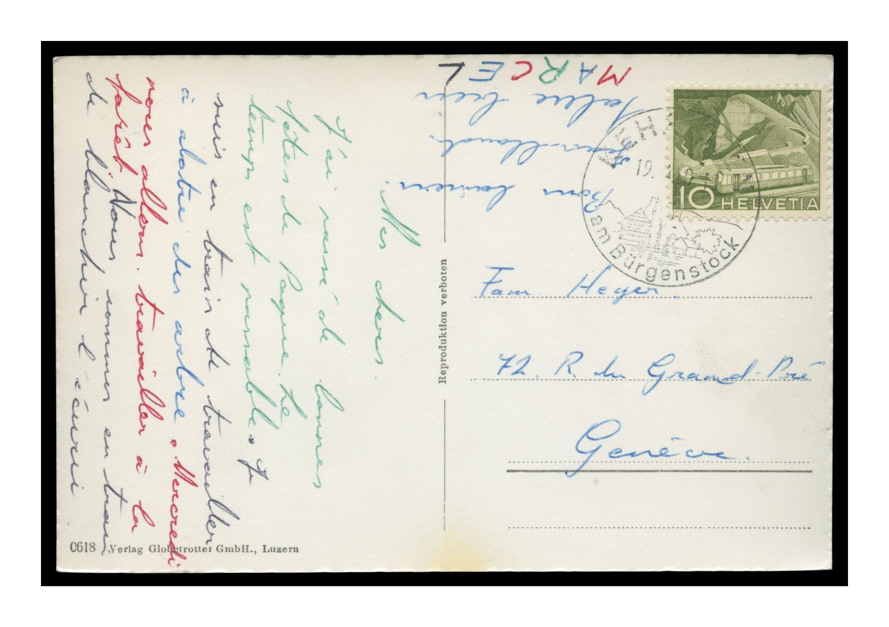 Cartoline postali: KEHRSITEN - 1960 "Dorf mit Pilatus" – Usato da Onex venduto da Lagorel01 1