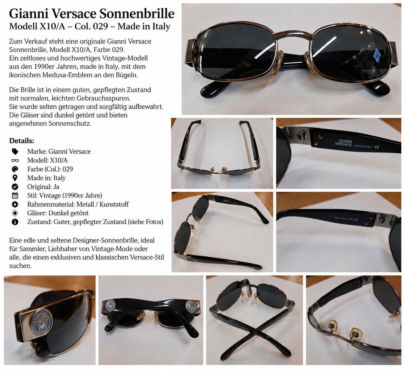 Versace Lunettes & Verres: Gianni Versace Sonnenbrille  – D'occasion à St. Moritz par edo_9rgm