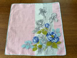 Taschentuch Blumenmotiv rosa hellblau guter Zustand