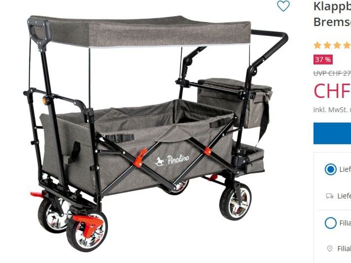 Carrozzine: NEU_Pinolino Klappbollerwagen AddPlus mit Bremse – Nuovo e nell'imballaggio originale da Horgen venduto da RenRio