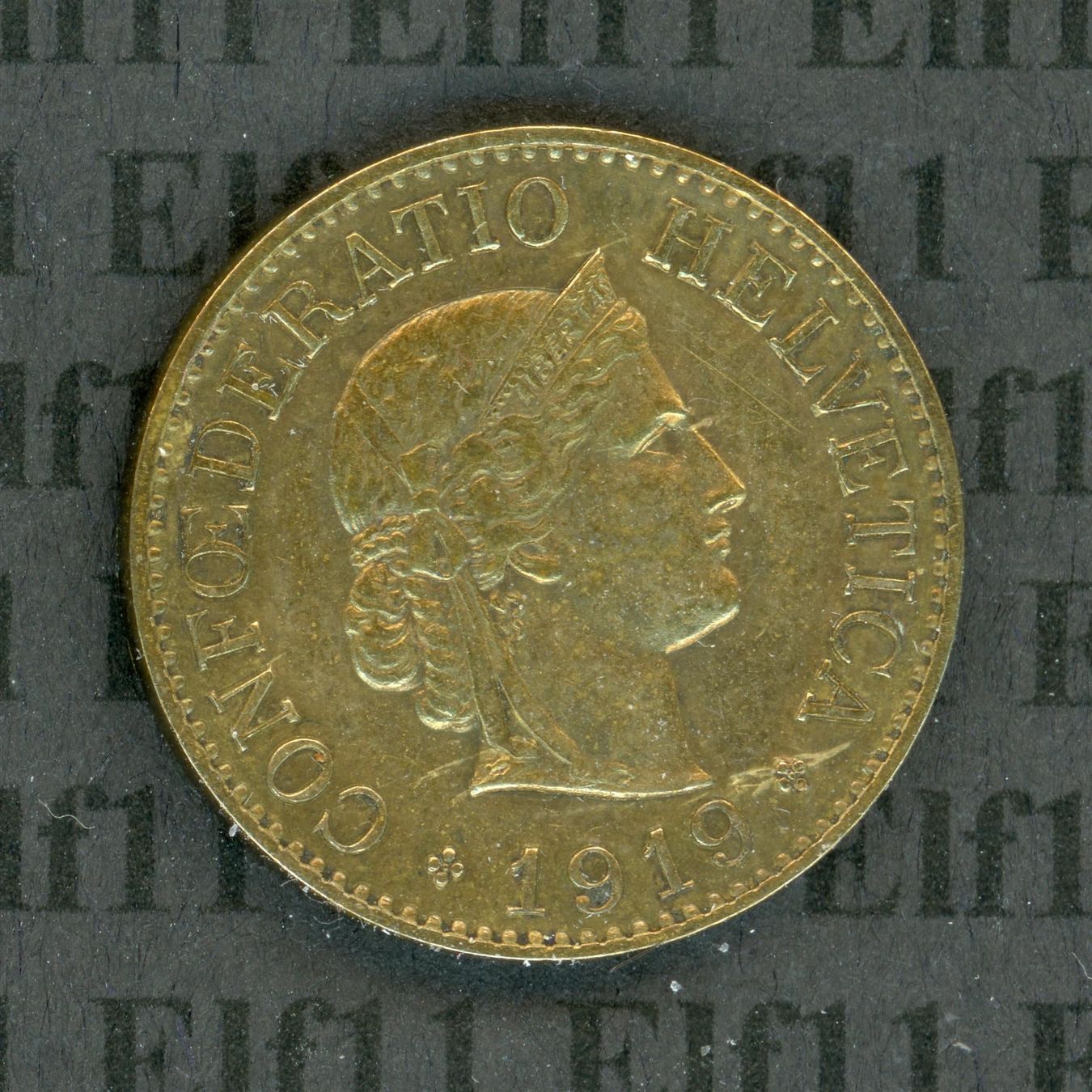 Tutti le monete: CHF___0.10 1919 Messing -unz 10 Rappen – Usato da Widnau venduto da Elf11