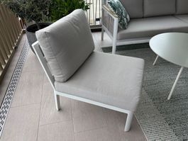 Lounge-Sessel Aluminium weiss mit Polster hellgrau