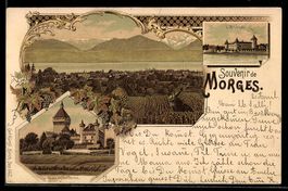 Litho Morges, L'Arsénal, Château de Vu