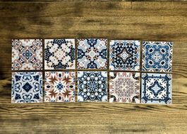 10 Stk. Kleber Aufkleber Kacheln tunesische Fliesen Mandala
