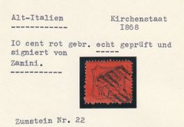 Italien-Kirchenstaat Nr.22 Marke geprüft,signiert Zanini