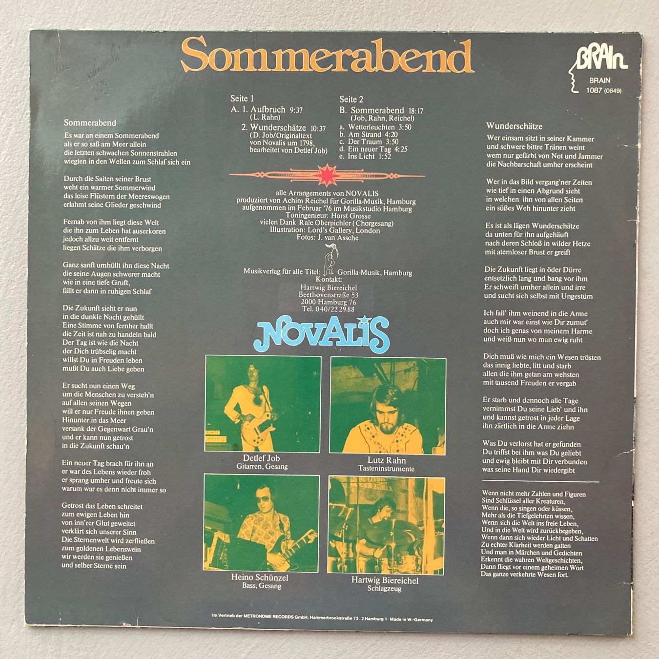 Dischi in vinile: Novalis - sommerabend - LP – Usato da dachsen venduto da oheio 1