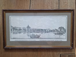 Antike Lithografie Horn am Bodensee – Biedermeier-Rahmen 