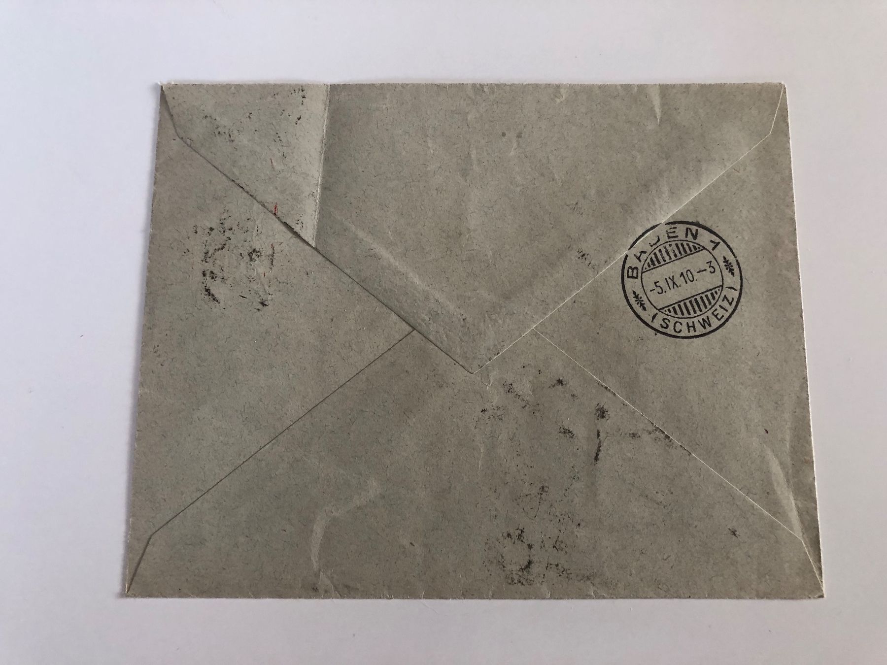 Alle Briefmarken: Firmencouvert mit ZIFFER-EINDRUCK BADEN AG 1910 – Gebraucht aus Lufingen von Rac0 2