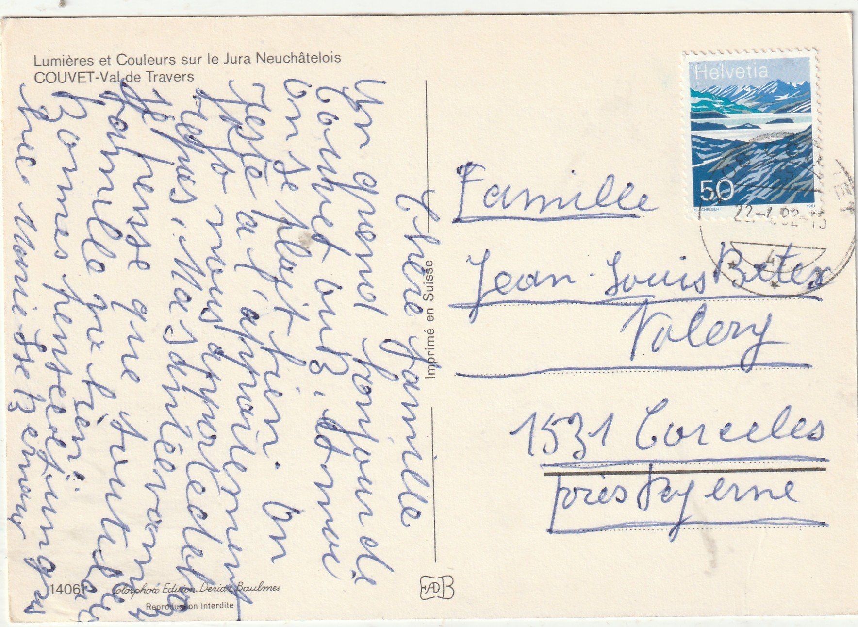 Cartoline postali: Jura Neuchatelois – Usato da Lumbrein venduto da made02 1