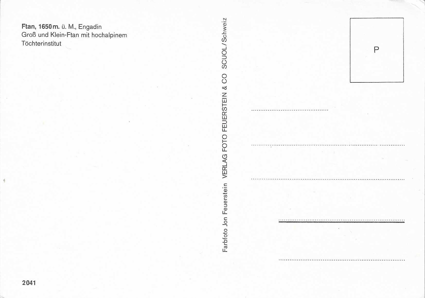 Ansichtskarten: Ftan GR – Neu (gemäss Beschreibung) aus Rothrist von Stranglehold 1
