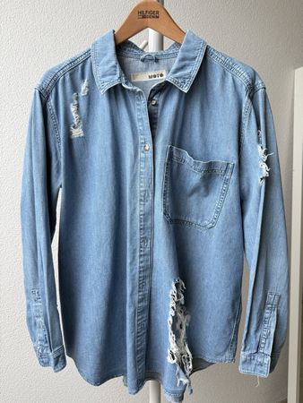 TOPSHOP Jeanshemd im Used-Look, Gr. 42