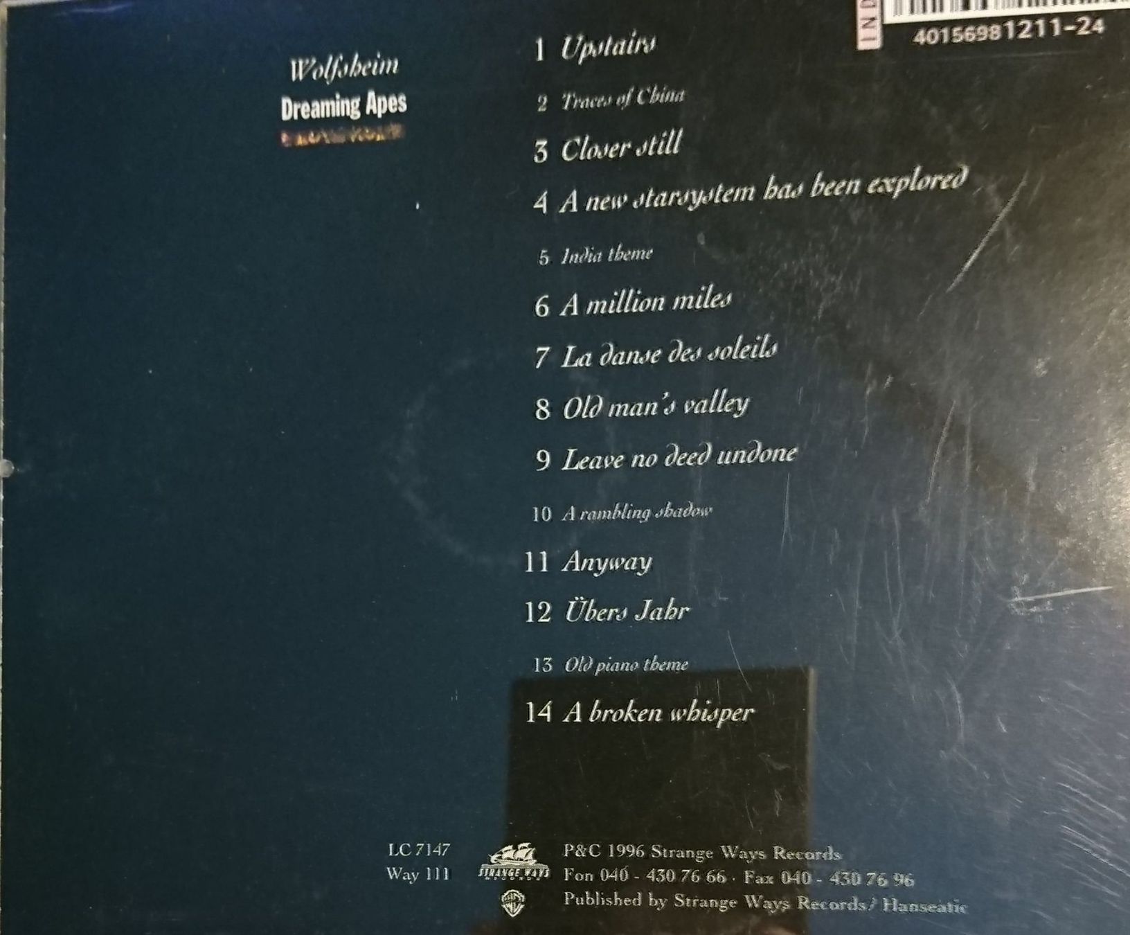 CD: WOLFSHEIM Dreaming Apes – Usato da Zürich venduto da Raz88 1
