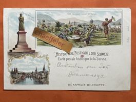Historische Postkarte der Schweiz. Die Kappeler Milchsuppe.