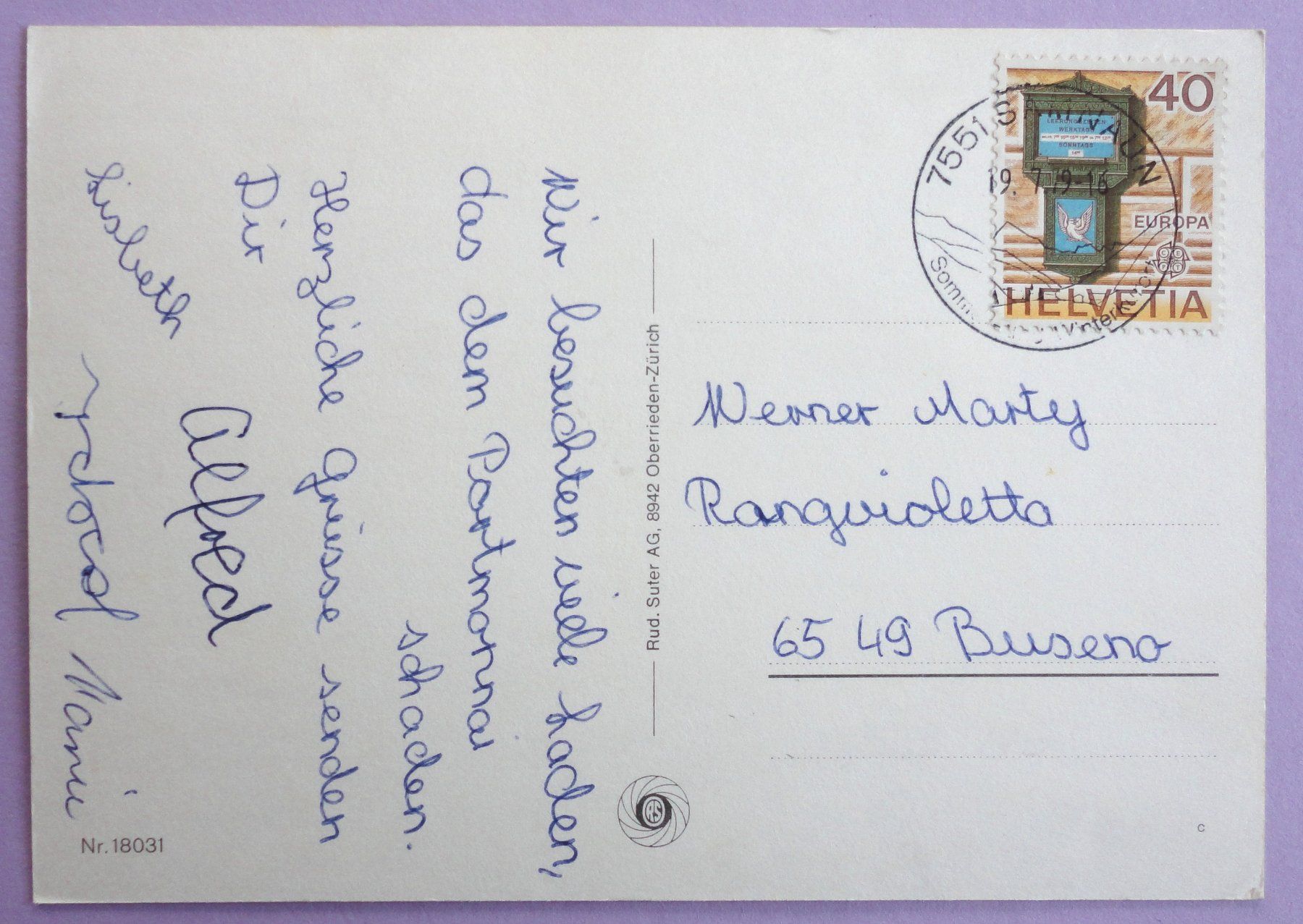 Cartoline postali: Samnaun 1850 m ü.M. – Usato da Fétigny venduto da Billy2miny 1