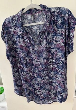 Bunte Sommerbluse Mulitblu, blau, beige, rosa