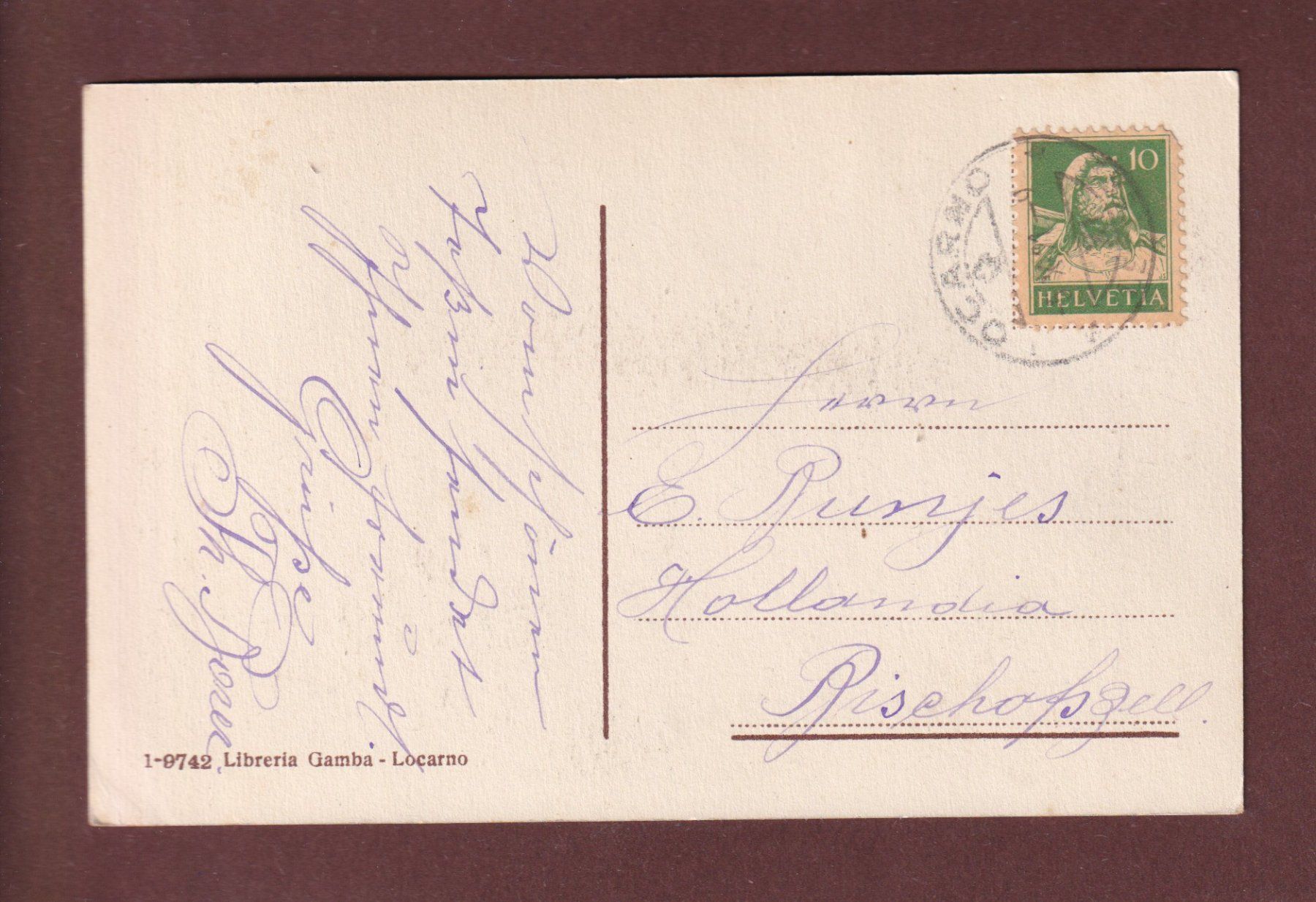 Cartoline postali: Saluti da LOCARNO - 1921 – Usato da Pully venduto da nicecards-shop 1