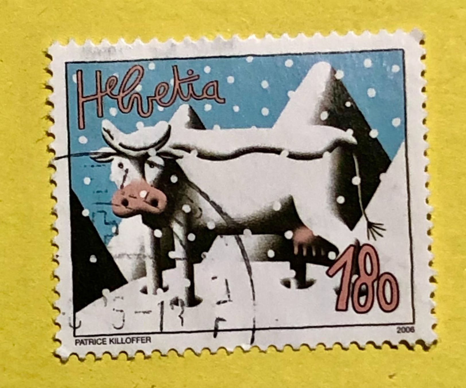 Alle Briefmarken: Nr.1201 GESTEMPELT Kuh im Schnee 2006   – Gebraucht aus Aarau von Billa007