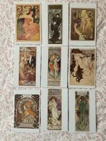 9 AK, Kunstkarten, Jugendstil-Plakatkunst von Alphonse Mucha