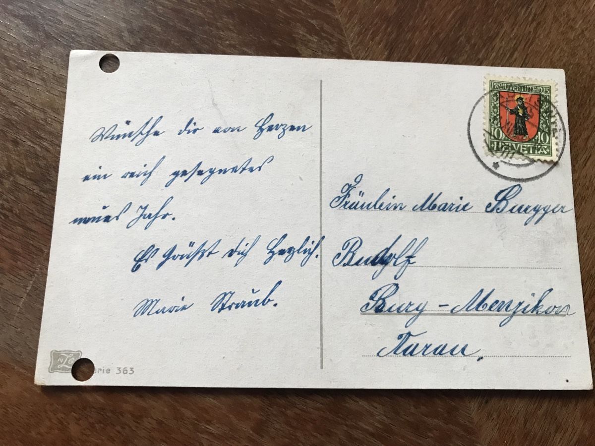 Ansichtskarten: Ansichtskarte Pro Patria Briefmarke 1923 – Gebraucht aus Hermetschwil - Staffeln von Juergso