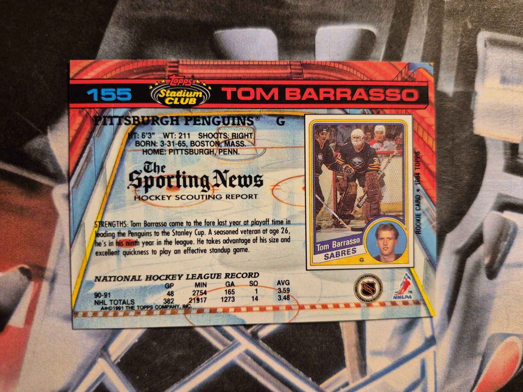 NHL Cartes à collectionner: NHL Tom Barrasso Pittsburgh Penguins – D'occasion à Treiten par Sauber73 1