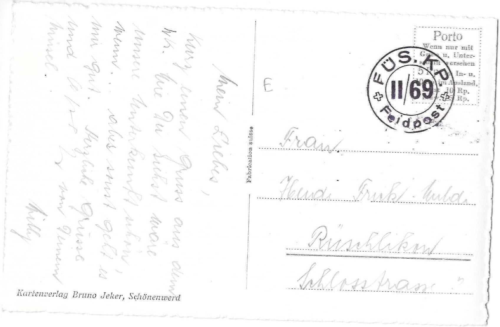 Cartoline postali: Wil bei Etzgen Dorfansicht Feldpoststempel – Usato da Olten venduto da clotaldi 1