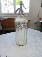 Antike Siphonflasche / Sodaflasche –  Glas mit Metallkopf