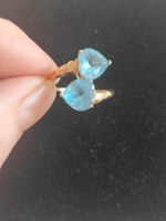 Bague en or avec topaze bleue en forme de cœur, 18k