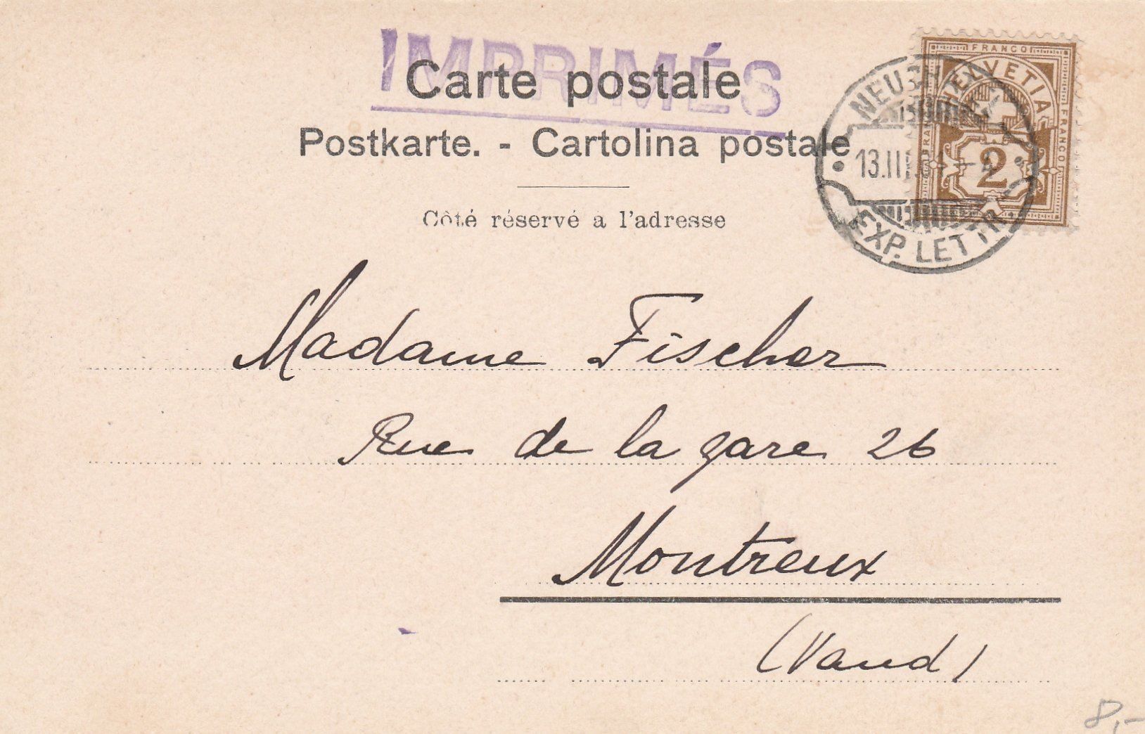 Cartes postales: Neuchatel-Ecole de Commerce 1901 – D'occasion à uttwil par Koehlerfred 1