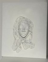 Original Mixed-Media Wandrelief – Skulptur auf Leinwand