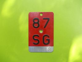Velonummer / Fahrradnummer SG 87
