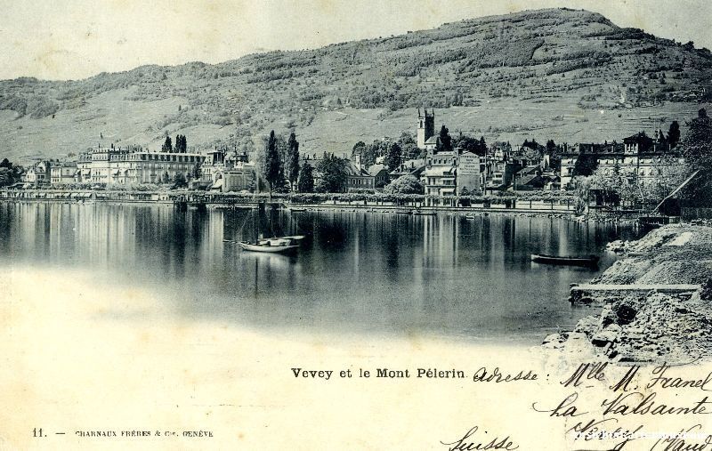Cartoline postali: Vevey - et le Mont Pélerin + 1901 – Usato da Emmenbrücke venduto da teestube