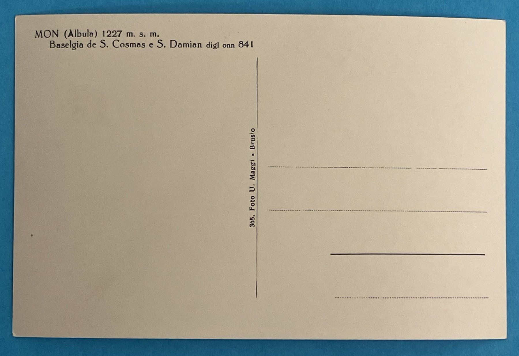 Cartoline postali: KIRCHE S. COSMAS E S. DAMIAN IN MON – Nuovo (secondo la descrizione) da Oberwil BL venduto da SALOB 1