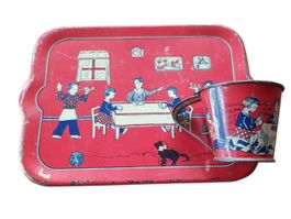 Puppenstube - Tablett und Tasse Blech