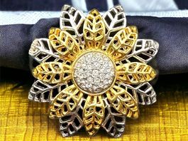 Zweifarbige Brosche mit Strass, Vintage