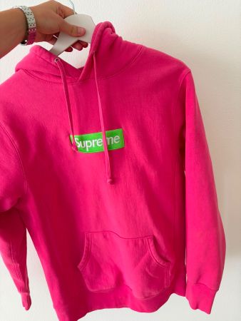 Supreme Hoodie Box Logo pink grün Baumwolle guter Zustand
