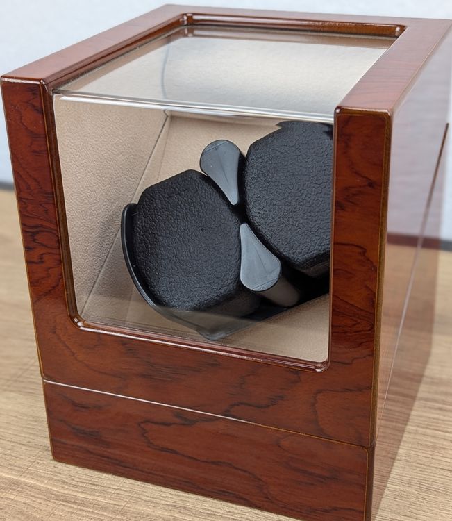 Remontoir à Montres Automatiques Double – Boîtier Noir élégant (14,5 Cm)